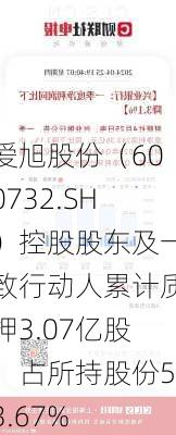 爱旭股份（600732.SH）控股股东及一致行动人累计质押3.07亿股，占所持股份53.67%