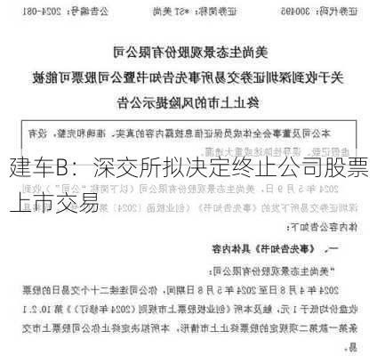 建车B：深交所拟决定终止公司股票上市交易