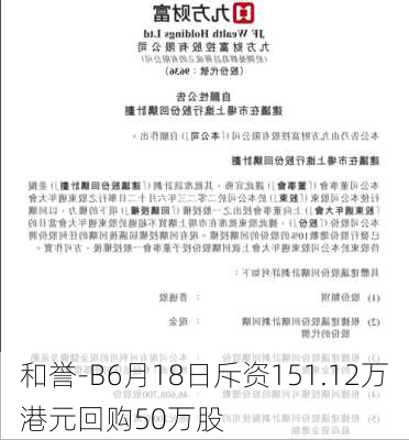 和誉-B6月18日斥资151.12万港元回购50万股