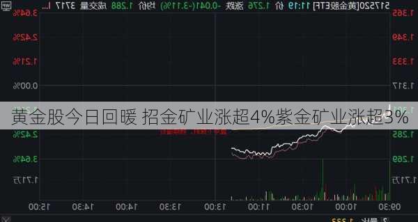 黄金股今日回暖 招金矿业涨超4%紫金矿业涨超3%