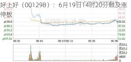 好上好（001298）：6月19日14时20分触及涨停板