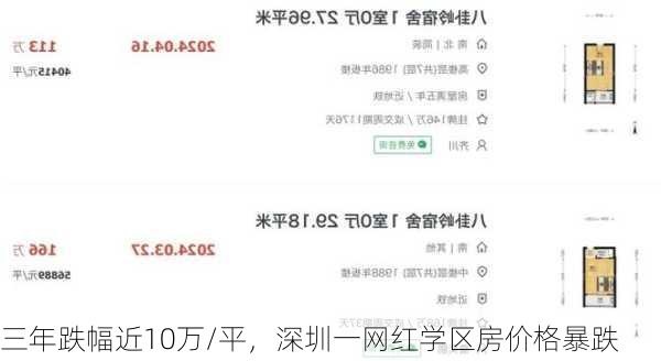 三年跌幅近10万/平，深圳一网红学区房价格暴跌