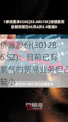 侨源股份(301286.SZ)：目前已有氢气的贸易业务但占比较小