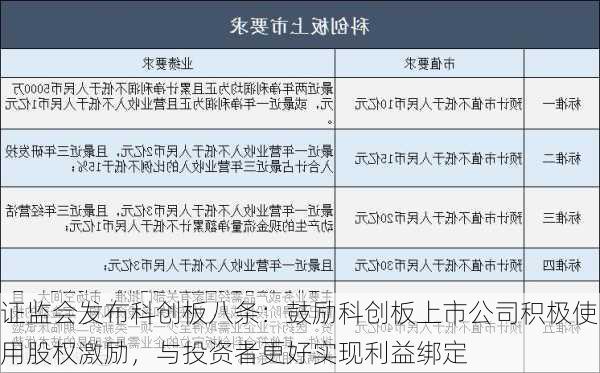 证监会发布科创板八条：鼓励科创板上市公司积极使用股权激励，与投资者更好实现利益绑定