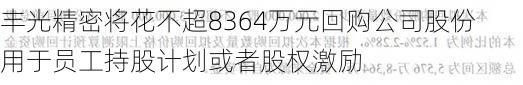 丰光精密将花不超8364万元回购公司股份 用于员工持股计划或者股权激励