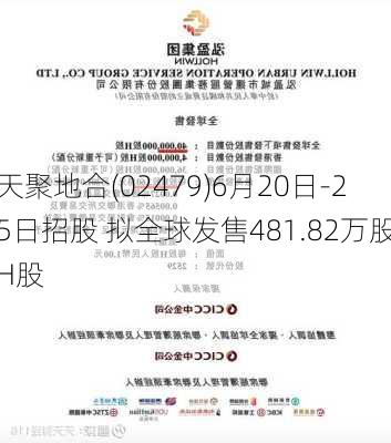 天聚地合(02479)6月20日-25日招股 拟全球发售481.82万股H股