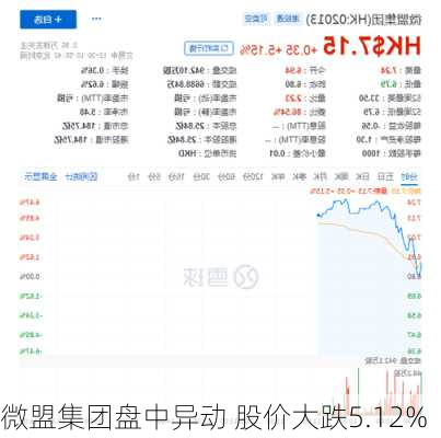 微盟集团盘中异动 股价大跌5.12%