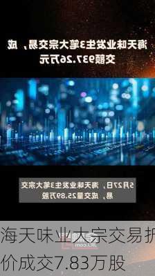 海天味业大宗交易折价成交7.83万股