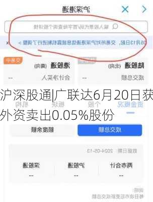 沪深股通|广联达6月20日获外资卖出0.05%股份