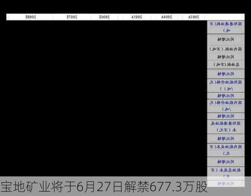 宝地矿业将于6月27日解禁677.3万股