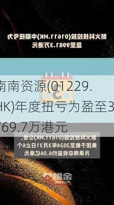 南南资源(01229.HK)年度扭亏为盈至3769.7万港元