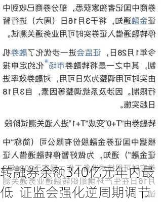 转融券余额340亿元年内最低  证监会强化逆周期调节