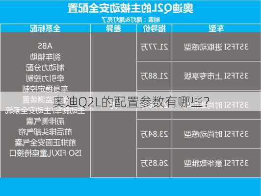 奥迪Q2L的配置参数有哪些？