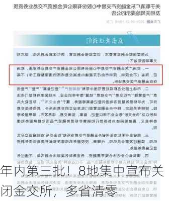 年内第三批！8地集中宣布关闭金交所，多省清零