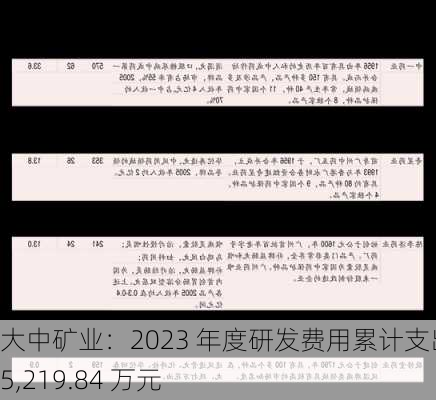 大中矿业：2023 年度研发费用累计支出 15,219.84 万元