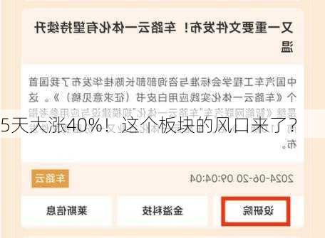 5天大涨40%！这个板块的风口来了？