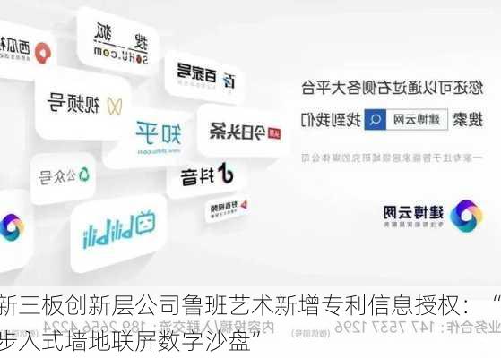 新三板创新层公司鲁班艺术新增专利信息授权：“步入式墙地联屏数字沙盘”