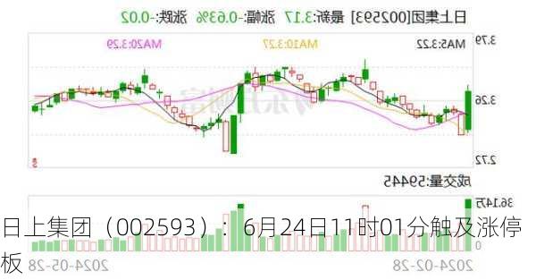 日上集团（002593）：6月24日11时01分触及涨停板