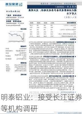 明泰铝业：接受长江证券等机构调研