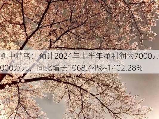 凯中精密：预计2024年上半年净利润为7000万元~9000万元，同比增长1068.44%~1402.28%