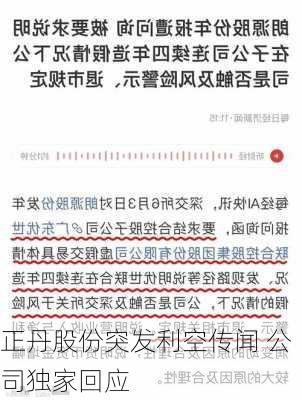 正丹股份突发利空传闻 公司独家回应