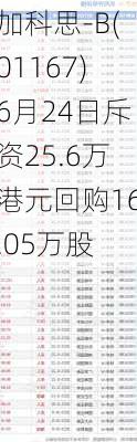 加科思-B(01167)6月24日斥资25.6万港元回购16.05万股