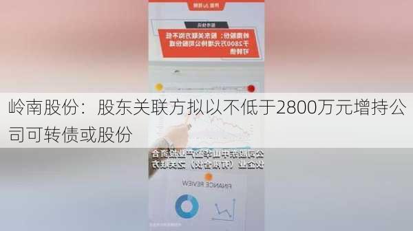 岭南股份：股东关联方拟以不低于2800万元增持公司可转债或股份