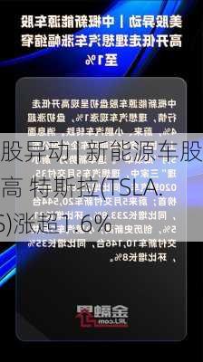 美股异动 | 新能源车股走高 特斯拉(TSLA.US)涨超1.6%