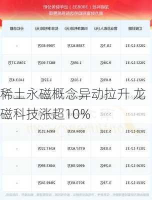 稀土永磁概念异动拉升 龙磁科技涨超10%