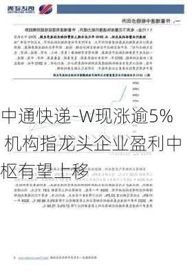 中通快递-W现涨逾5% 机构指龙头企业盈利中枢有望上移