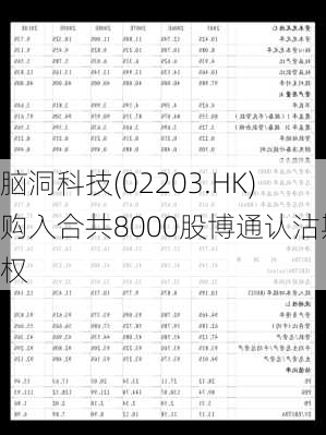 脑洞科技(02203.HK)购入合共8000股博通认沽期权