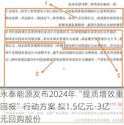 永泰能源发布2024年“提质增效重回报”行动方案 拟1.5亿元-3亿元回购股份