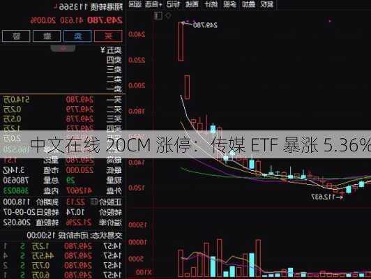 中文在线 20CM 涨停：传媒 ETF 暴涨 5.36%