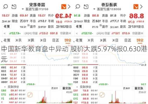 中国新华教育盘中异动 股价大跌5.97%报0.630港元