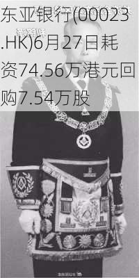 东亚银行(00023.HK)6月27日耗资74.56万港元回购7.54万股