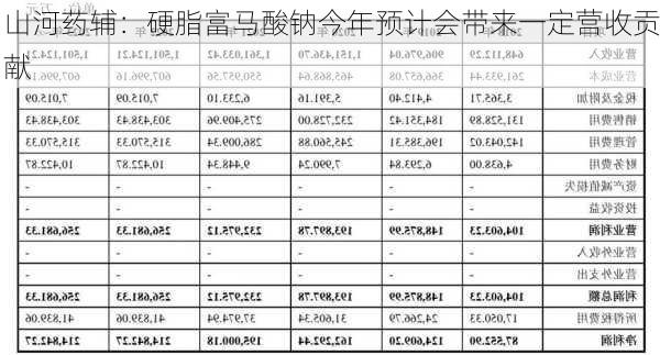 山河药辅：硬脂富马酸钠今年预计会带来一定营收贡献