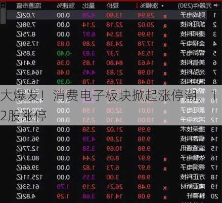 大爆发！消费电子板块掀起涨停潮，12股涨停