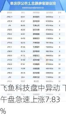 飞鱼科技盘中异动 下午盘急速上涨7.83%