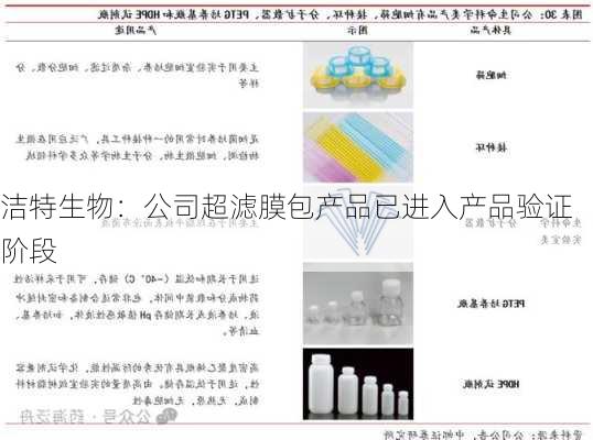 洁特生物：公司超滤膜包产品已进入产品验证阶段