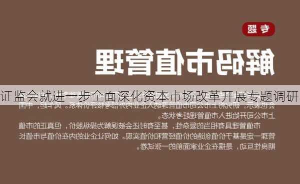 证监会就进一步全面深化资本市场改革开展专题调研