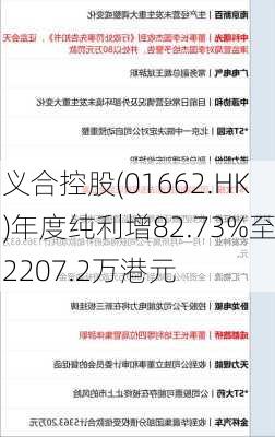 义合控股(01662.HK)年度纯利增82.73%至2207.2万港元