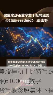 美股异动丨比特币跌破61000，数字货币概念股集体下挫