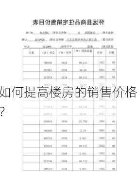 如何提高楼房的销售价格？