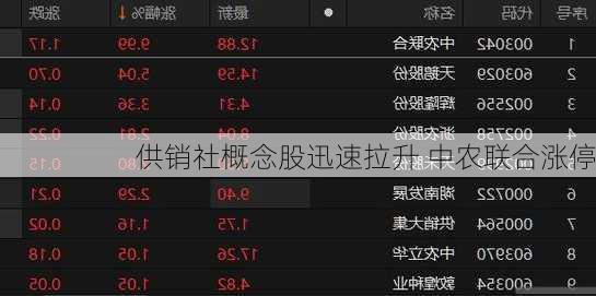 供销社概念股迅速拉升 中农联合涨停