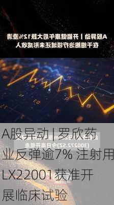 A股异动 | 罗欣药业反弹逾7% 注射用LX22001获准开展临床试验