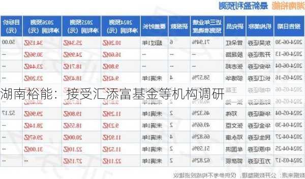 湖南裕能：接受汇添富基金等机构调研