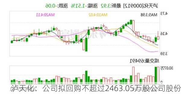 泸天化：公司拟回购不超过2463.05万股公司股份