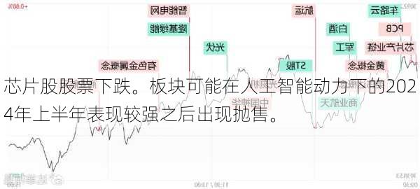 芯片股股票下跌。板块可能在人工智能动力下的2024年上半年表现较强之后出现抛售。