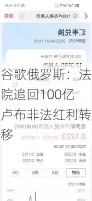 谷歌俄罗斯：法院追回100亿卢布非法红利转移