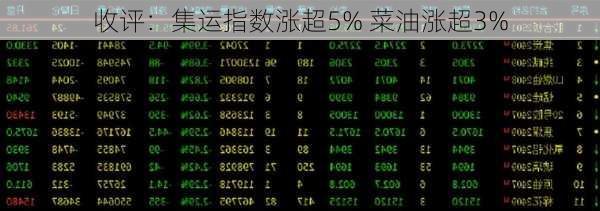 收评：集运指数涨超5% 菜油涨超3%